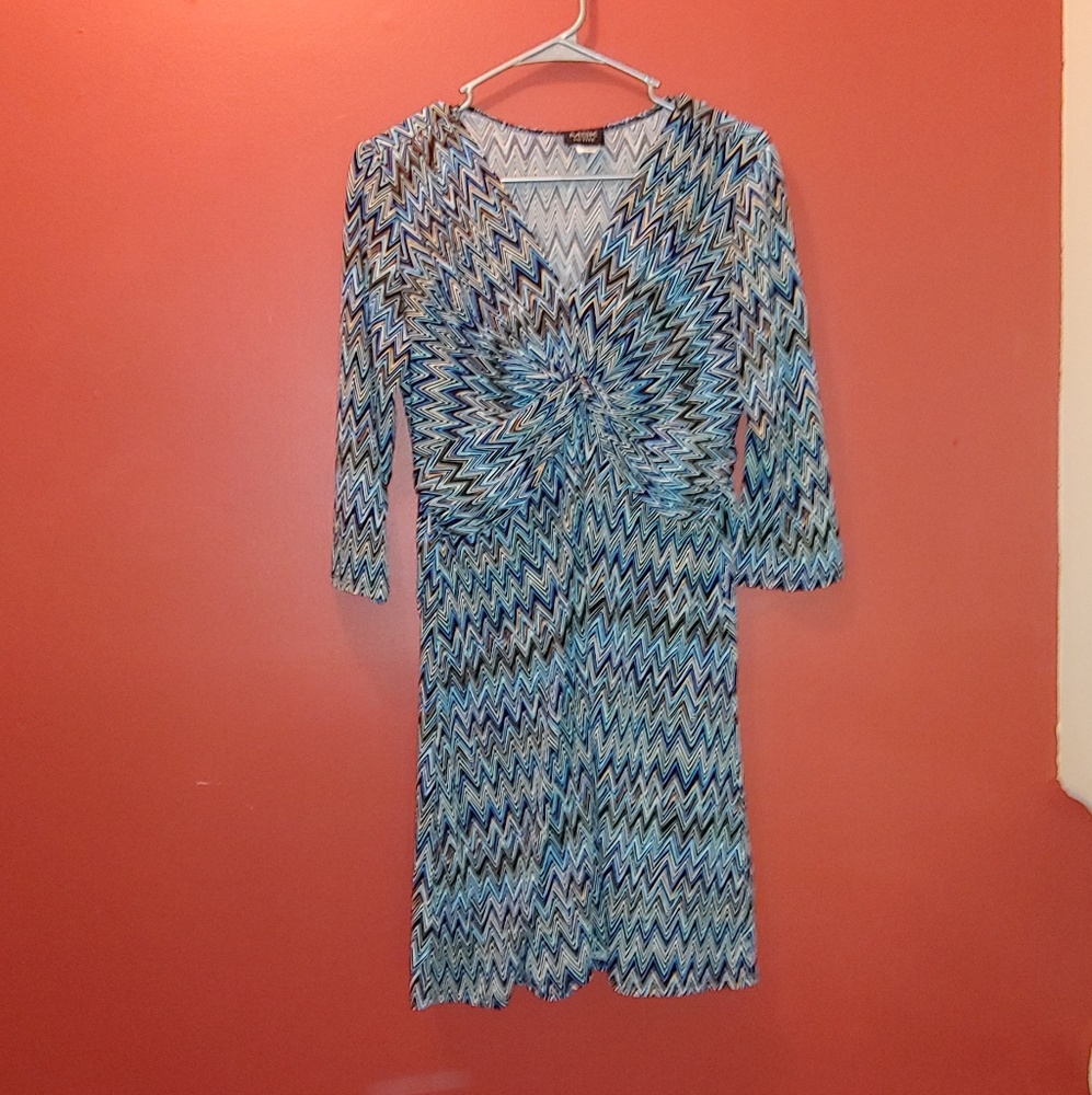 MSK Dress Blue/White/Brown Chevrons